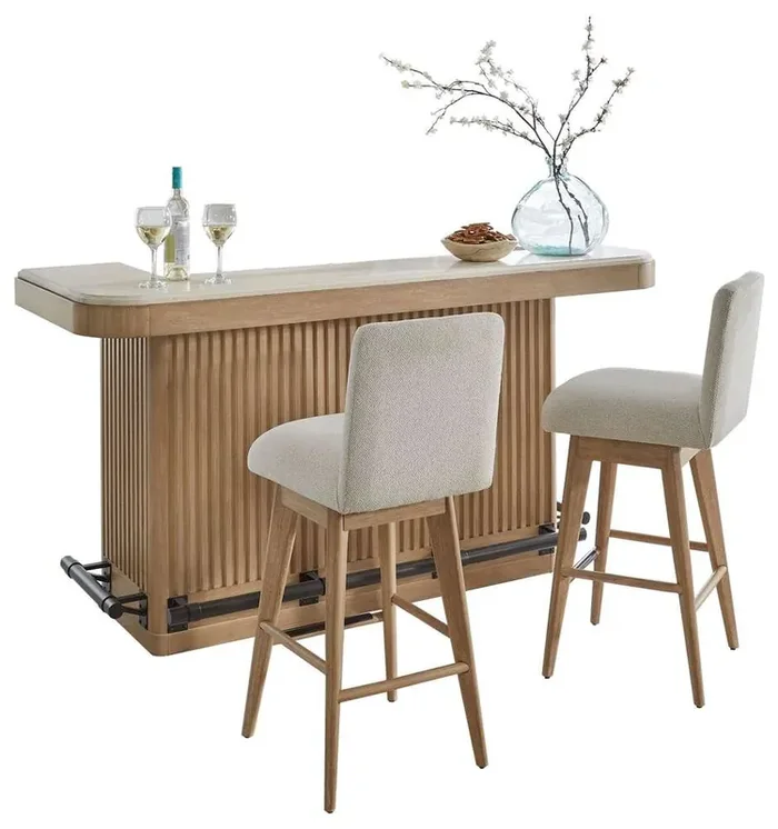 Parker House – Escape – Dining 78in Bar with 2 upholstered swivel barstools – DESC-3PC-78BAR-2530S