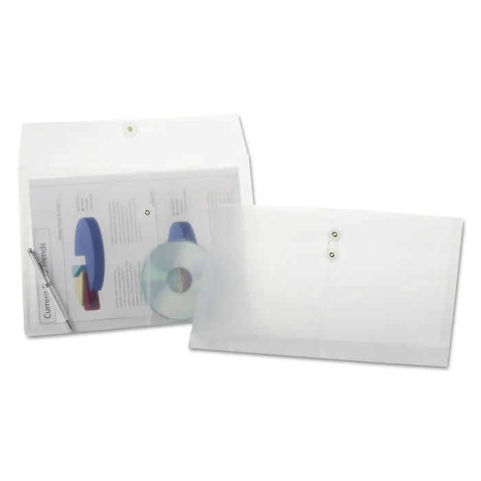 Pendaflex® Poly String and Button Envelope, String/Button Closure, 8.5 x 14, Clear, 3/Pack