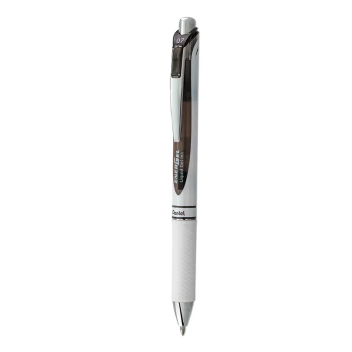 Pentel® EnerGel RTX Gel Pen, Retractable, Medium 0.7 mm, Black Ink, Smoke/Gray Barrel