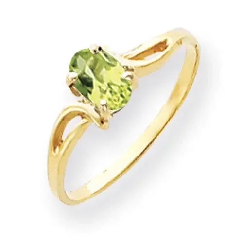 Peridot Checker Ring 14k Gold 6x4mm Oval Y4648PC