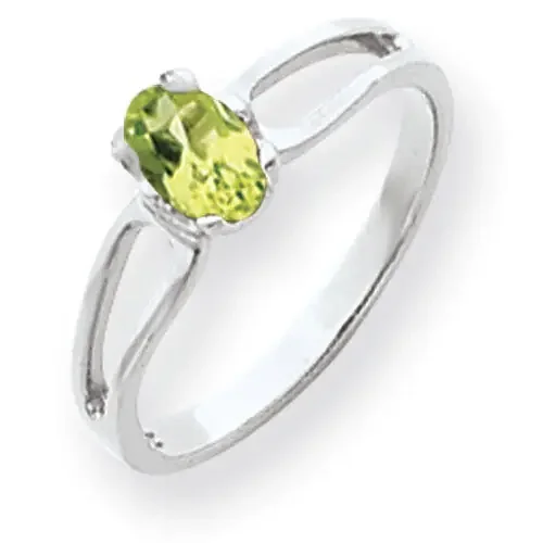 Peridot Checker Ring 14k white Gold 6x4mm Oval Y4634PC