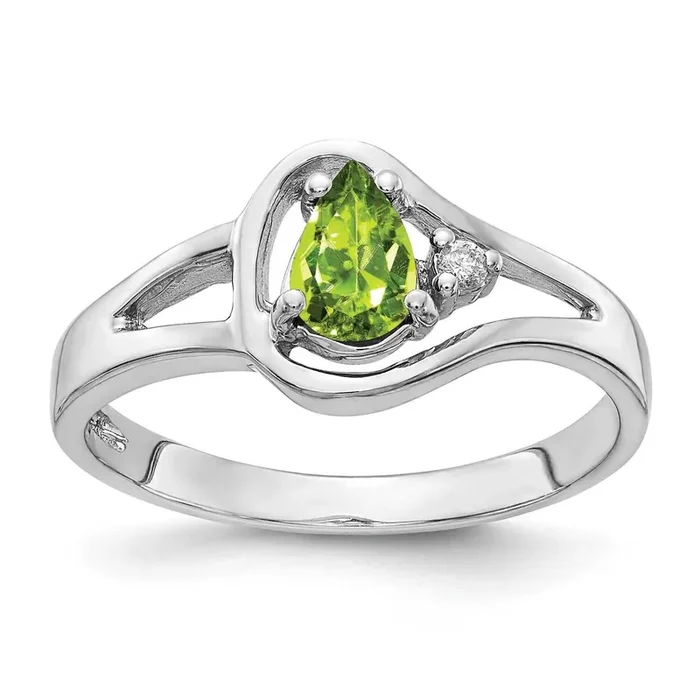 Peridot Diamond Ring 14k white Gold 6x4mm Pear Y2071PE/A