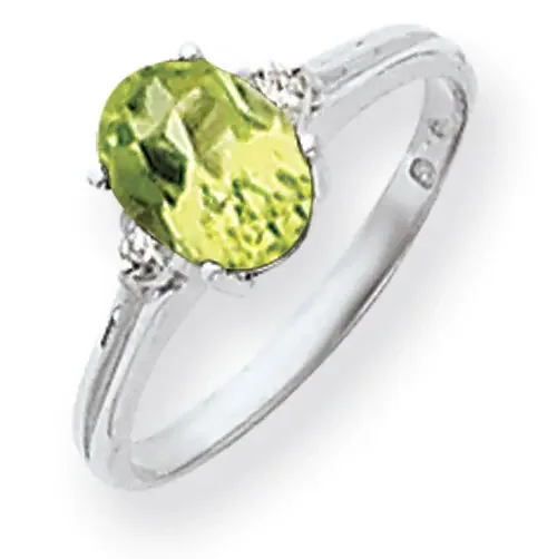 Peridot Diamond Ring 14k white Gold 8x6mm Oval Y4600PE/A