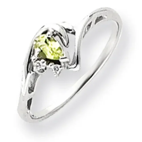 Peridot Diamond Ring 5x3mm Pear 14k white Gold Y4628PE/A