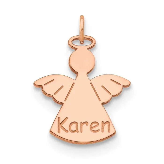 Personalized Angel Charm Sterling Silver Rose-plated XNA868RP