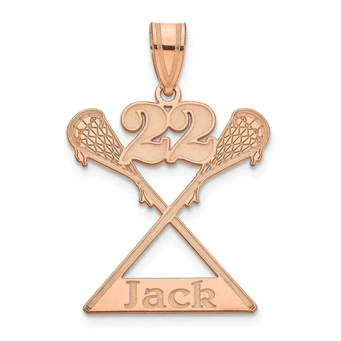 Personalized Lacrosse Pendant 14k Rose Gold XNA1292R