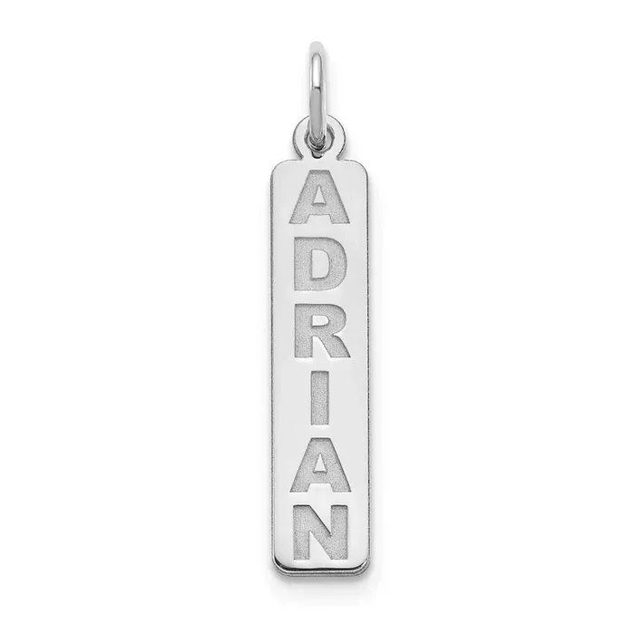 Personalized Vertical Bar Charm 14k White Gold XNA1276W