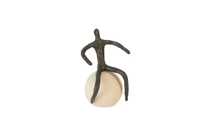 Phillips Collection – Abstract Figure on Bleached Wood Base, Bronze Finish – TH96039
