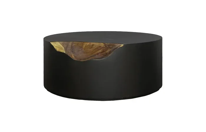 Phillips Collection – Cornered Coffee Table, Natural, Iron, Round – TH110324