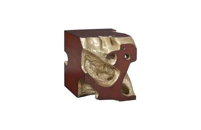 Phillips Collection – Freeform Stool, Gold Leaf, Faux Bois, SM – PH62425