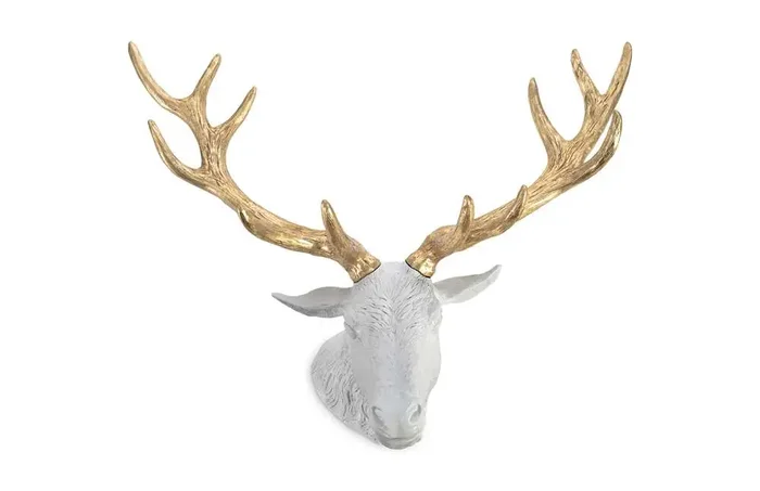 Phillips Collection – Stag Deer Head, White, Gold Leaf – PH67604