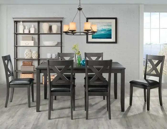 Picket House Furnishings – Alexa 7PC Standard Height Dining Set in Gray – DAX4007DS
