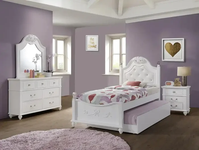 Picket House Furnishings – Annie Twin Platform 4PC Bedroom Set w/ Storage Trundle – AN700TT4PC