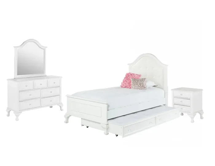 Picket House Furnishings – Jenna Twin Bed with Trundle 4 PC Set – JS700TT4PC