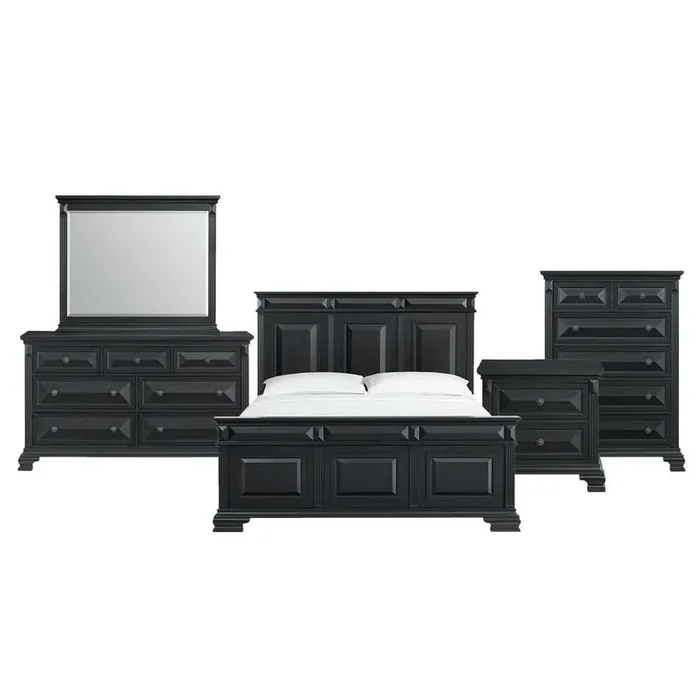 Picket House Furnishings – Sumner King Panel 5PC Bedroom Set in Black – B-10980-8-KB-5PC