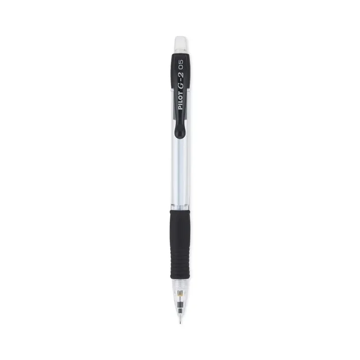 Pilot® G2 Mechanical Pencil, 0.5 mm, HB ( 2), Black Lead, Clear/Black Barrel, Dozen