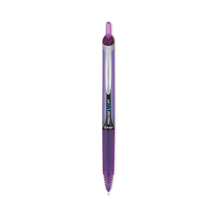 Pilot® Precise V7RT Rollerball Pen, Retractable, Fine 0.7 mm, Purple Ink, Purple Barrel