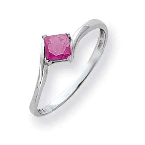 Pink Sapphire Ring 14k white Gold 4mm Princess Cut Y4785SP