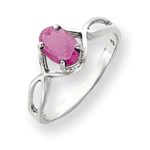Pink Sapphire Ring 14k white Gold 7x5mm Oval Y4645SP