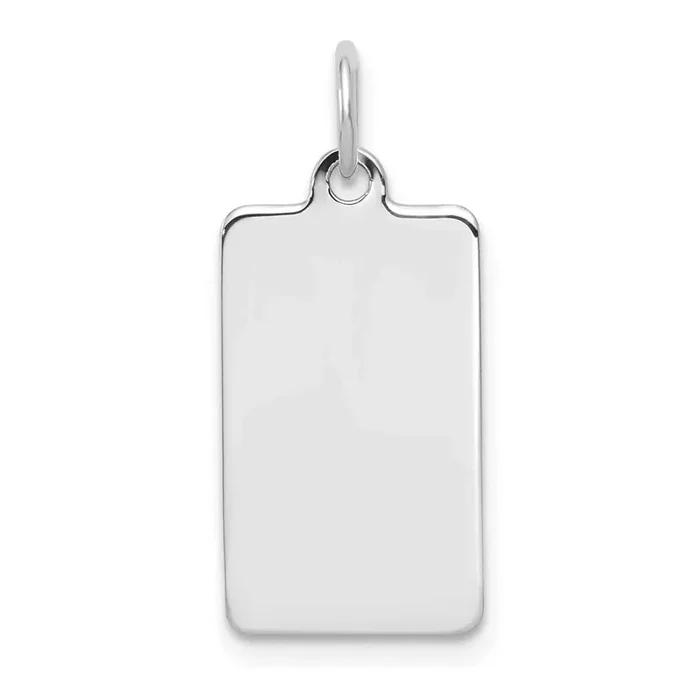 Plain .027 Gauge Rectangular Engravable Disc Charm 14k White Gold XWM286/27