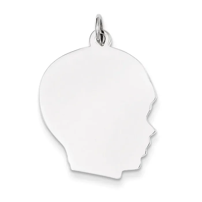 Plain Large Facing Right Engravable Boy Charm 14k White Gold XWM65/18