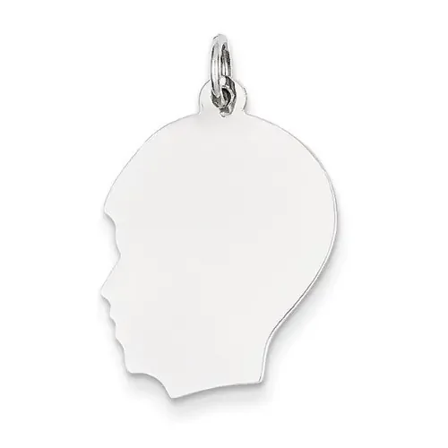 Plain Medium Facing Left Engravable Boy Charm 14k White Gold XWM61/35