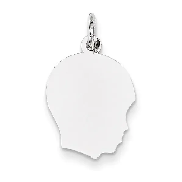 Plain Medium Facing Right Engravable Boy Charm 14k White Gold XWM53/18