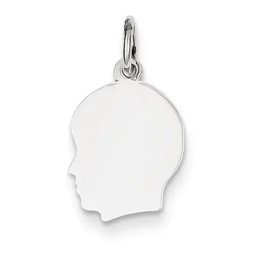 Plain Small Facing Left Engravable Boy Charm 14k White Gold XWM49/18