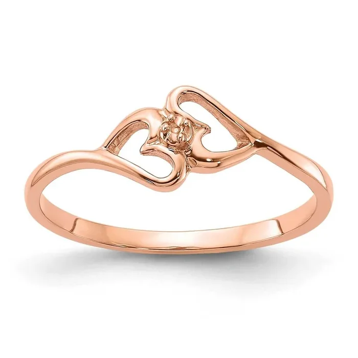 Polished .01ct. Diamond Heart Ring Mounting 14k Rose Gold Y1788