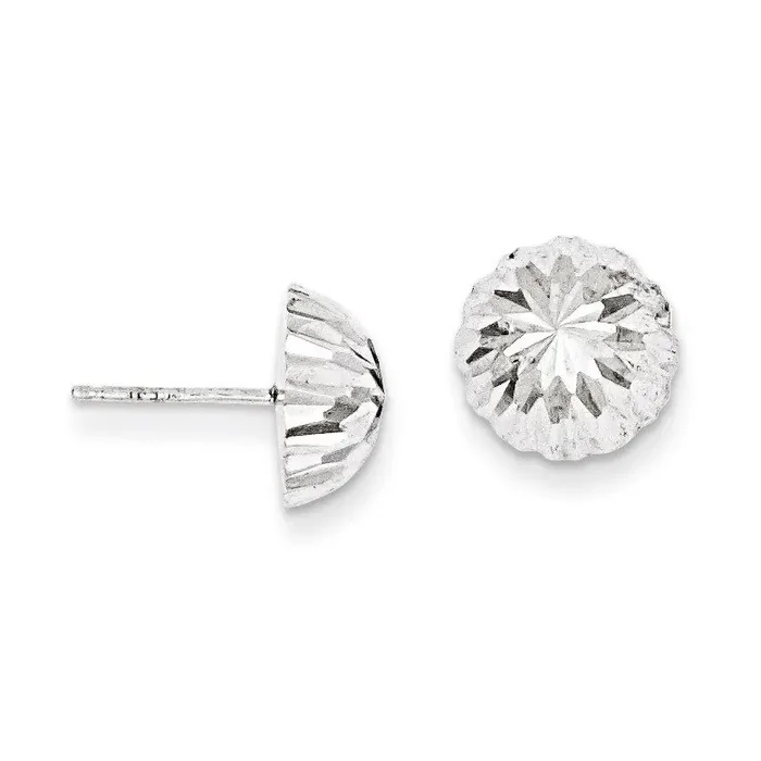 Polished & Diamond-Cut Half Ball Post Earrings 14k White Gold XWE208