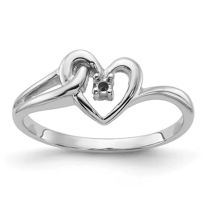 Polished .03ct. Diamond Heart Ring Mounting 14k White Gold Y1766