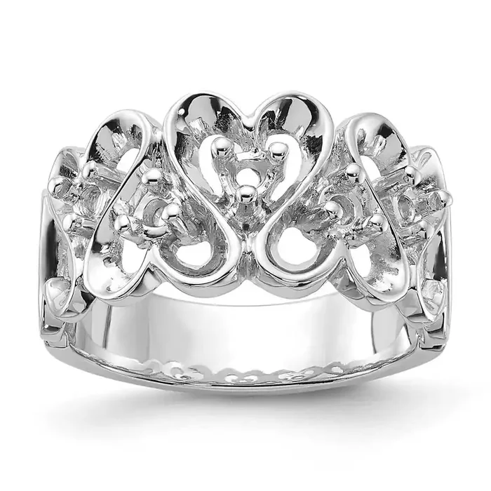 Polished .30ct. Diamond Heart Ring Mounting 14k White Gold Y1736