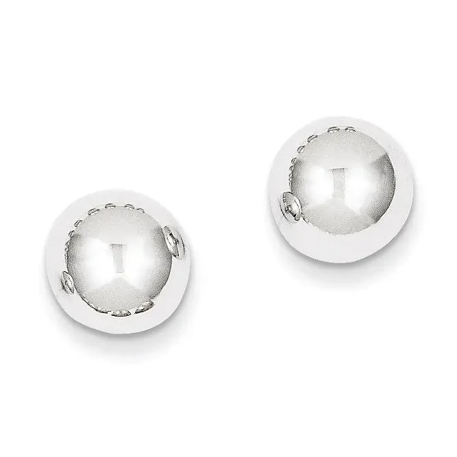 Polished 9mm Ball Post Earrings 14k White Gold XWE110