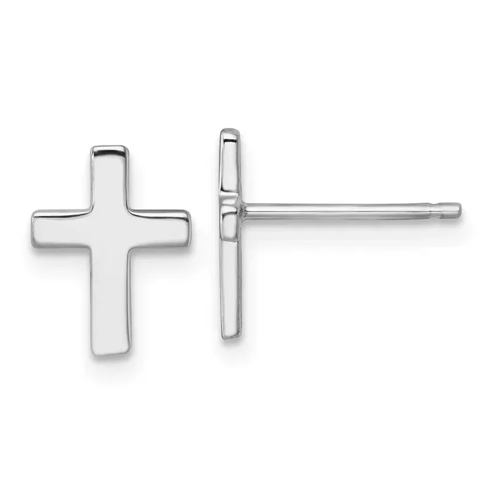 Polished Cross Post Earrings 14k White Gold YE2313W