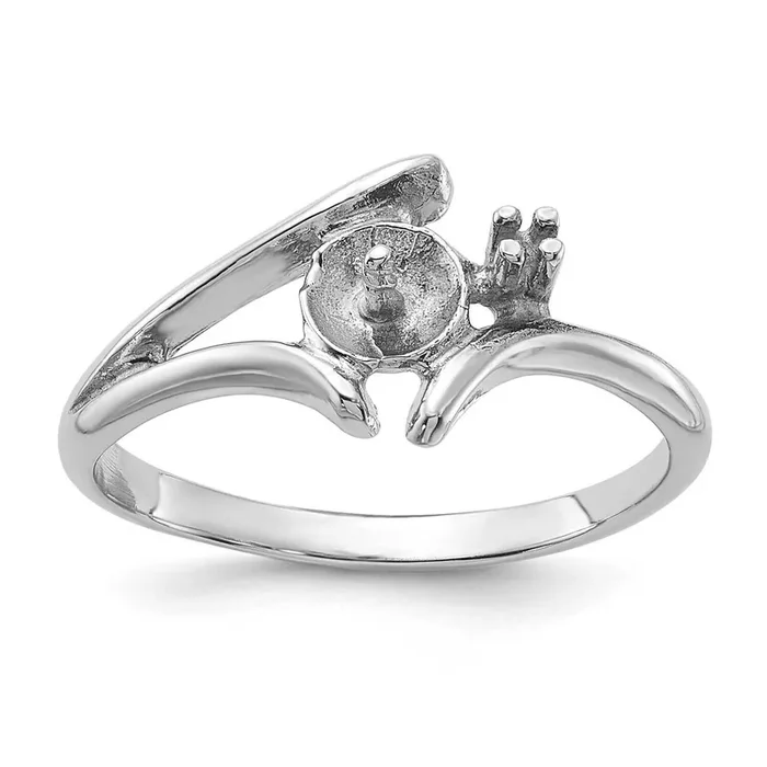 Polished Cultured Pearl & Diamond Ring Mounting 14k White Gold Y1947