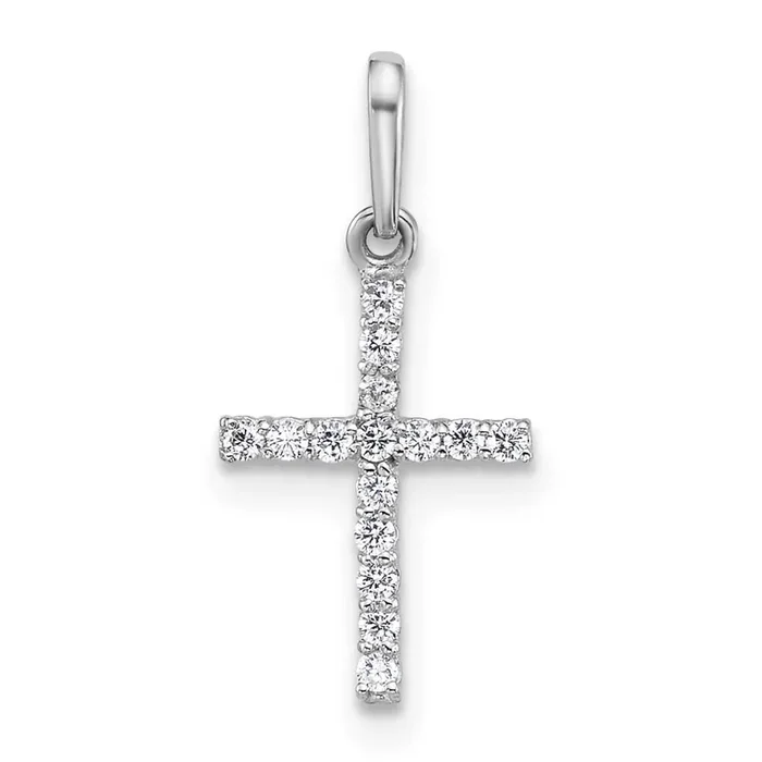 Polished CZ Cross Pendant 14k White Gold XR2165