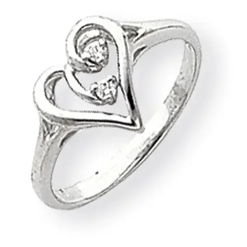 Polished Diamond Heart Ring 14k White Gold Y1775AA