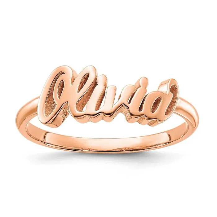 Polished Name Ring Sterling Silver Rose-plated XNR57RP