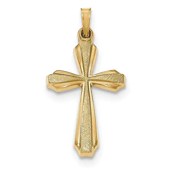 Polished Passion Cross Pendant 14k Gold Textured XR1423
