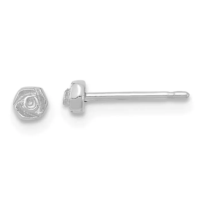 Polished Rose Post Earrings 14k White Gold YE2077