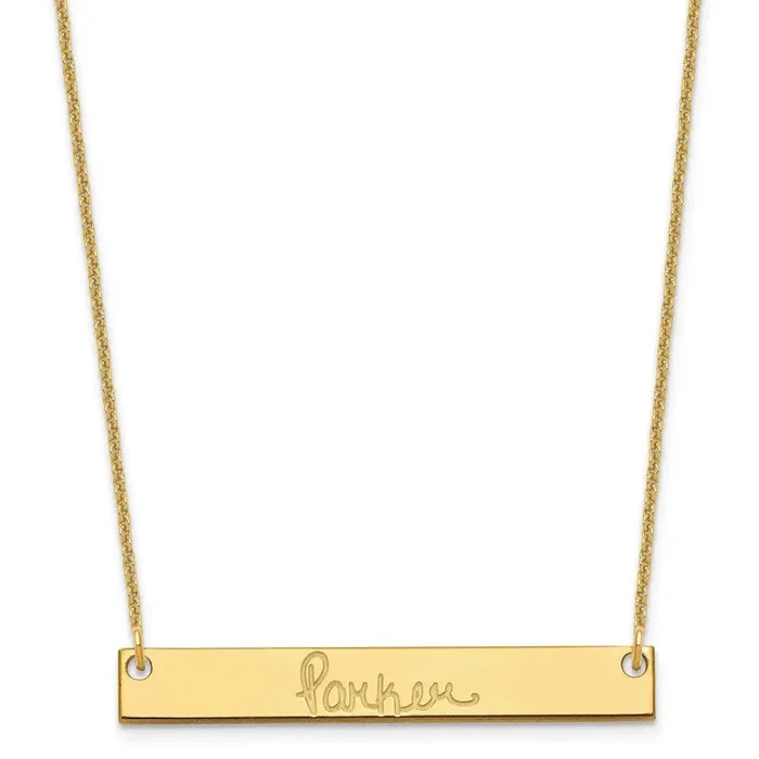 Polished Signature Bar Necklace 14k Gold Medium XNA1274Y