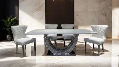 PORTANOVA 7 Pc. Dining Table Set / FM33003SV-T-7PC-14WH