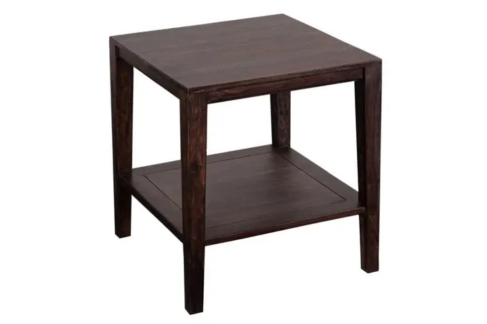 Porter Designs – Fall River Solid Sheesham Wood End Table, Gray – 05-117-25-4897