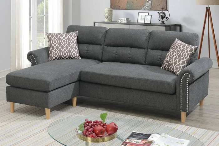 Poundex 2 Piece Sectional with 2 Accent Pillow Model F6447