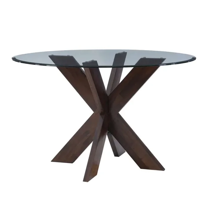 Powell Company – Adler X Base Dining Table With Glass Espresso – D1346D20DTE