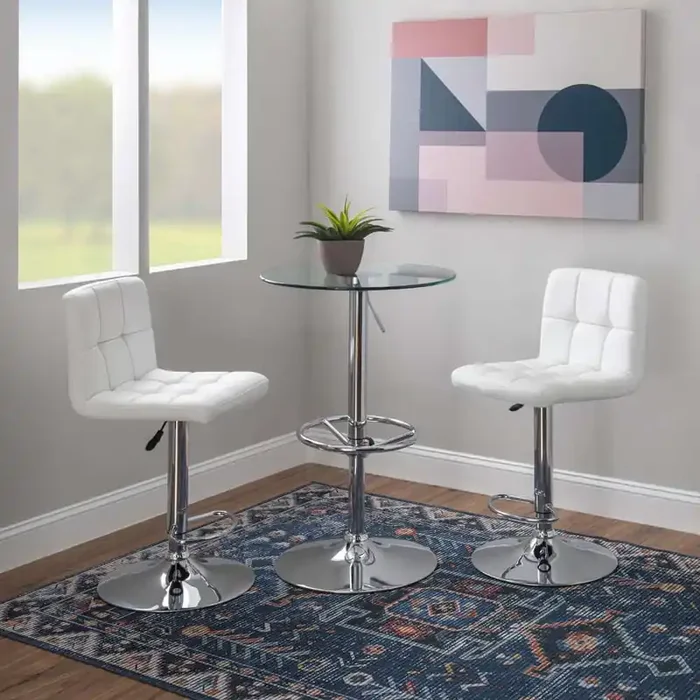 Powell Company – Jenna 3PC Pub Table Set White – D1194B18PT3WH