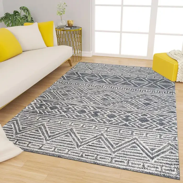 Premium Hand-Tufted Rug Made of 100% Wool – Still River Blue – 6×9 Feet
