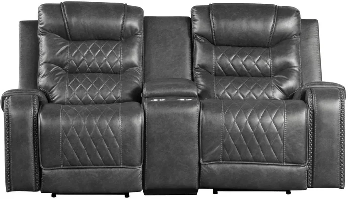 Putnam Power Double Reclining Loveseat in Gray 9405GY-2PW