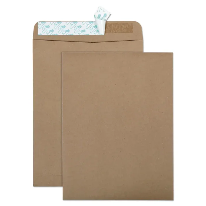 Quality Park™ Recycled Brown Kraft Redi-Strip Envelope, 10 1/2, Cheese Blade Flap, Redi-Strip Closure, 9 x 12, Brown Kraft, 100/Box