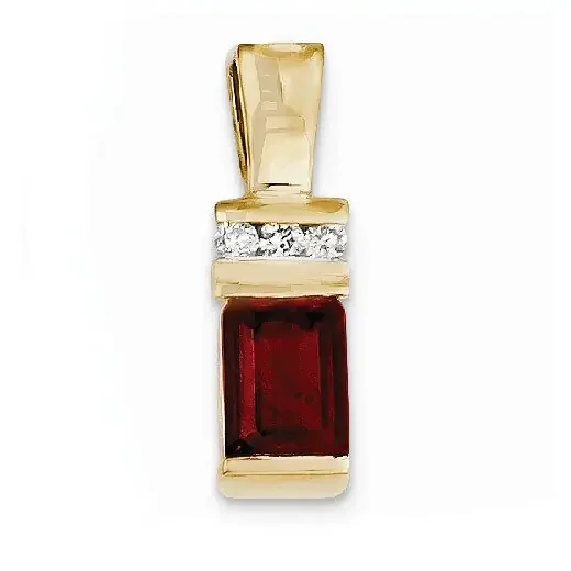 Rhodolite Garnet Diamond slide 14k Gold 8x6mm Emerald Cut XS799RG/A